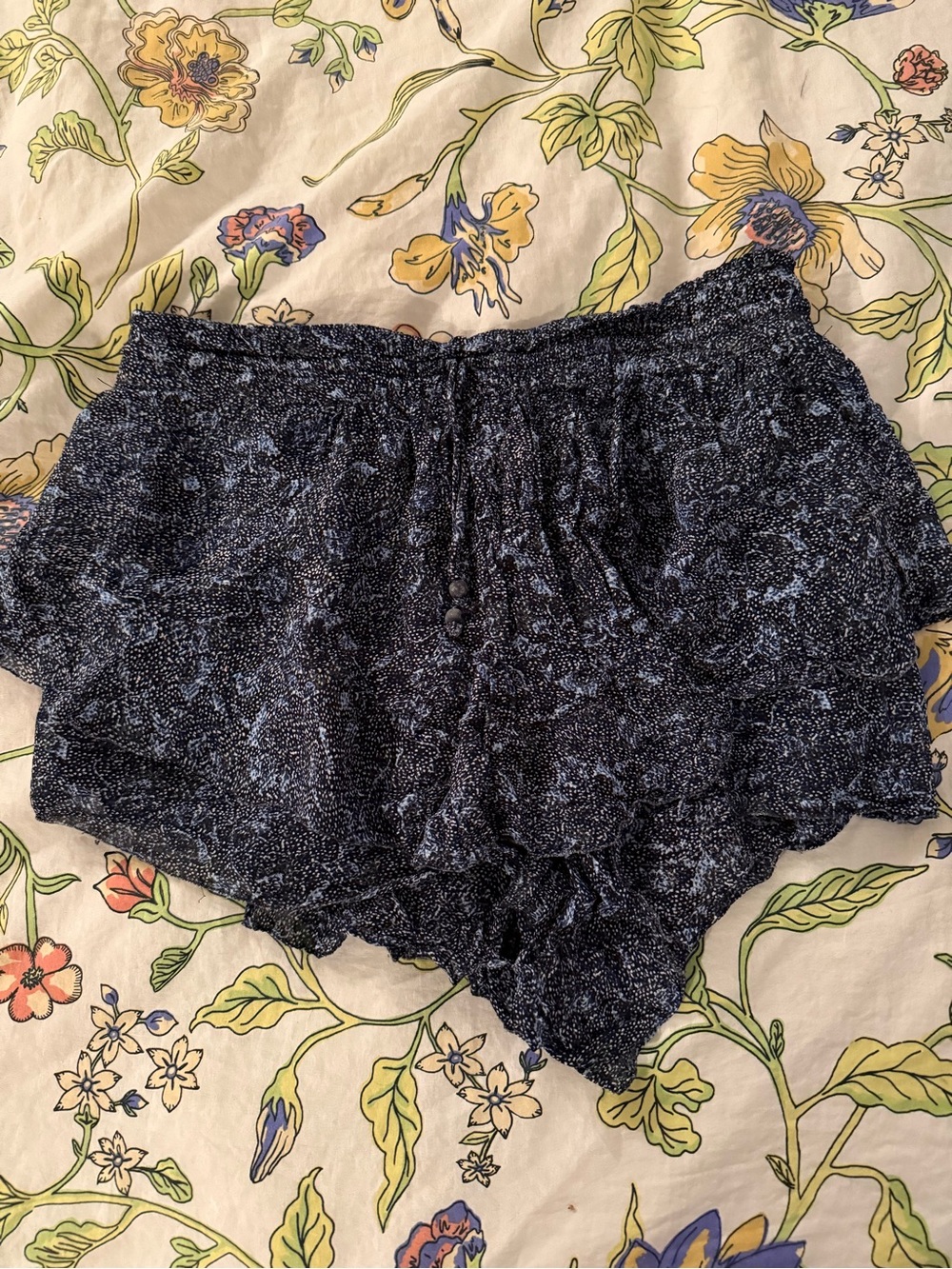 Zara Navy Printed Mini Shorts